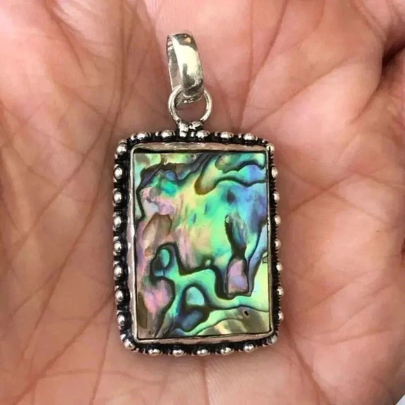Gorgeous Abalone 925 Sterling Silver Necklace Pendant NWT - Picture 1 of 3
